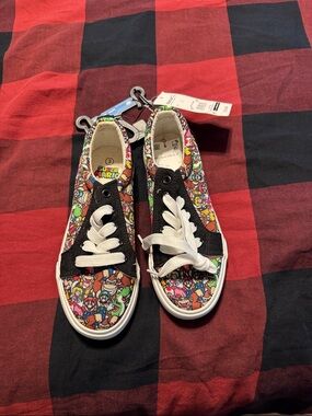 Nintendo Kids Black Multicolor Super Mario Canvas Sneakers